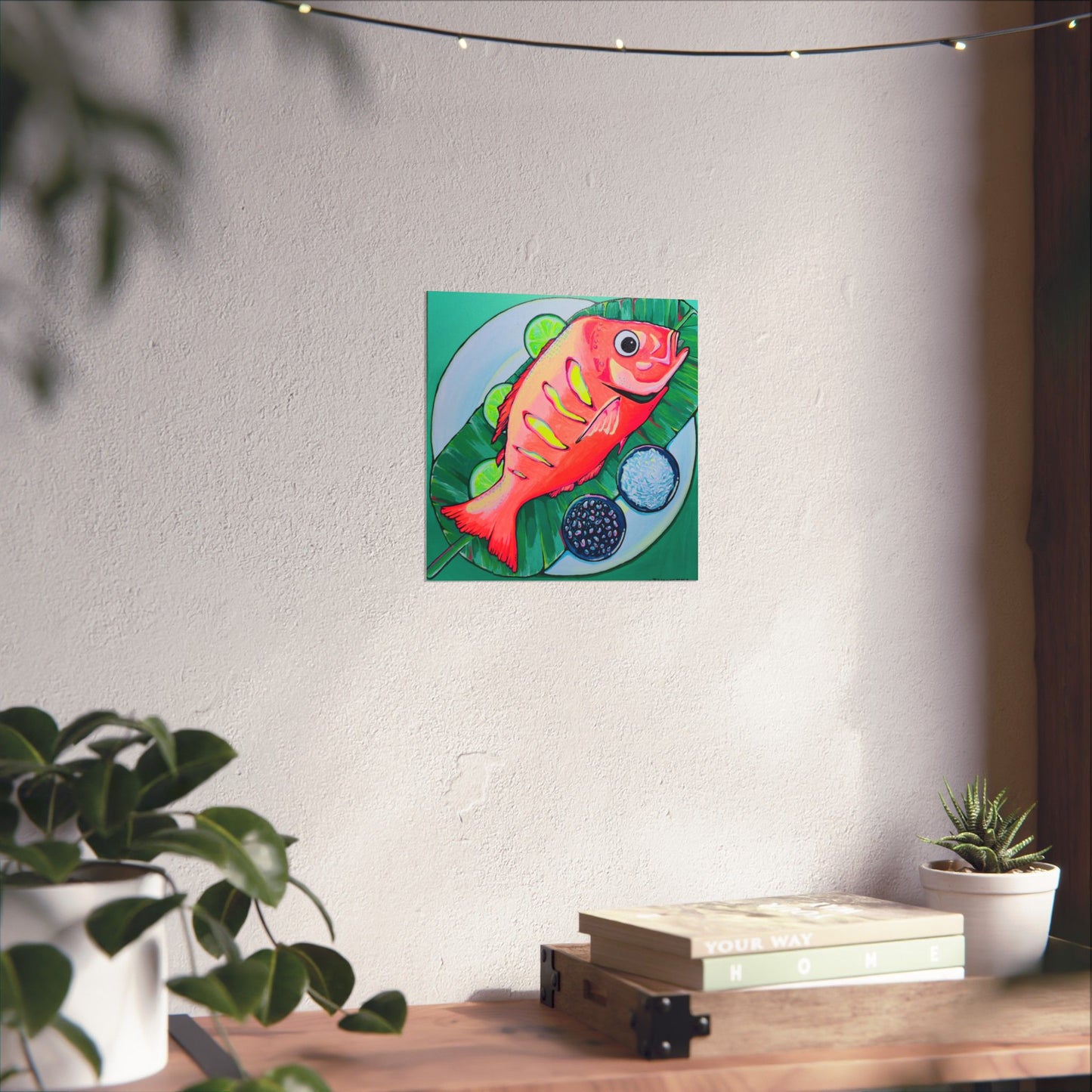 Neon Fried Fish Giclée Art Poster
