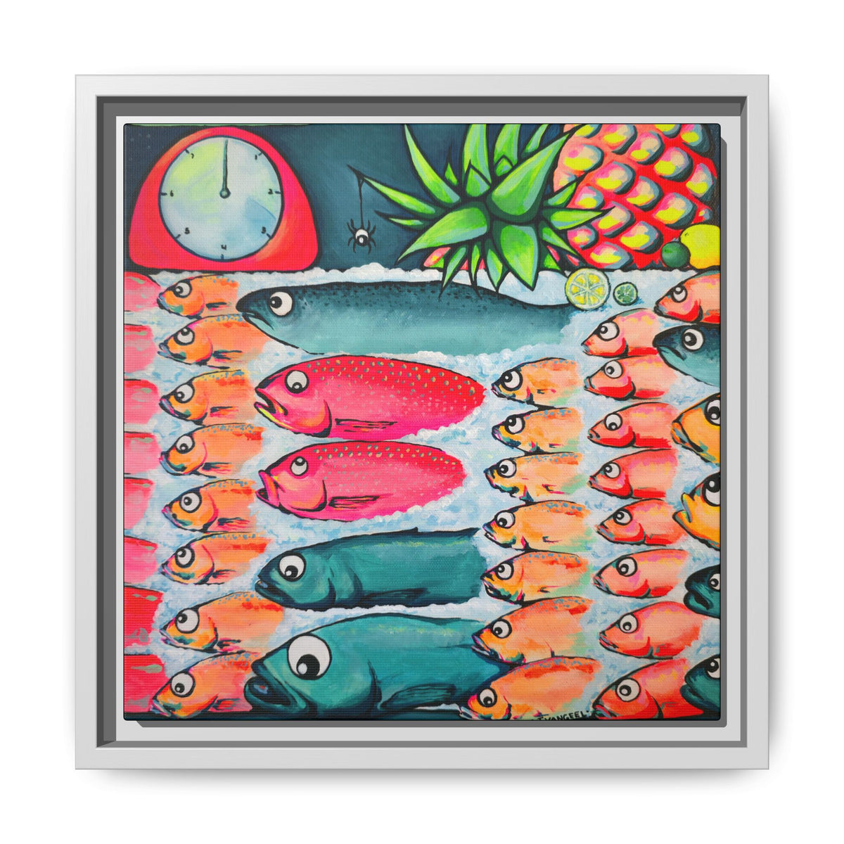 Framed Neon Cabo Fish Market Canvas Wall Art