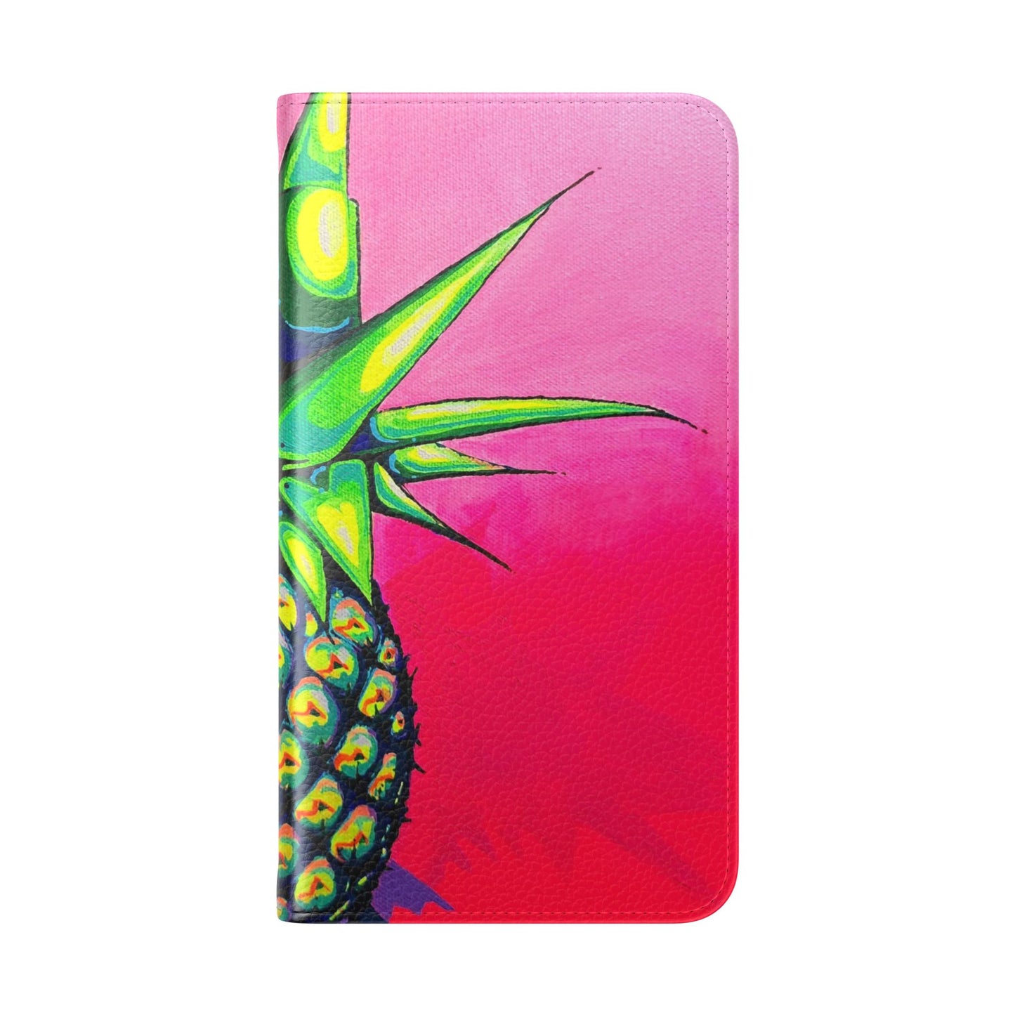 Neon Pineapple Flip Phone Case – Wallet Cover with Card Slots