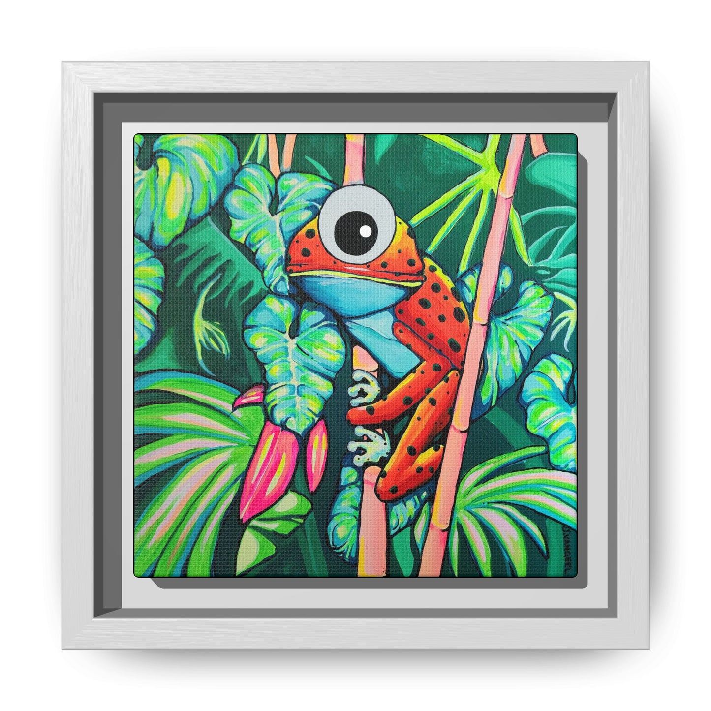 Framed Cyclops Red Frog Canvas Print