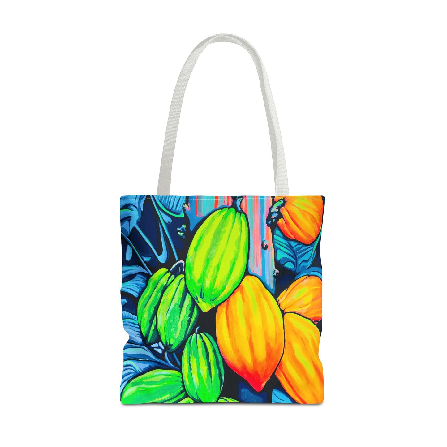 Premium Neon Cacao Tote Bag, Original Artist Design, Reusable Shopping Tote, Eco-Friendly