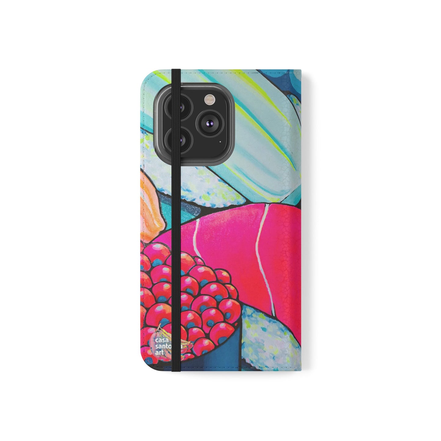 Étui portefeuille pour téléphone à clapet Neon Sushi avec porte-cartes