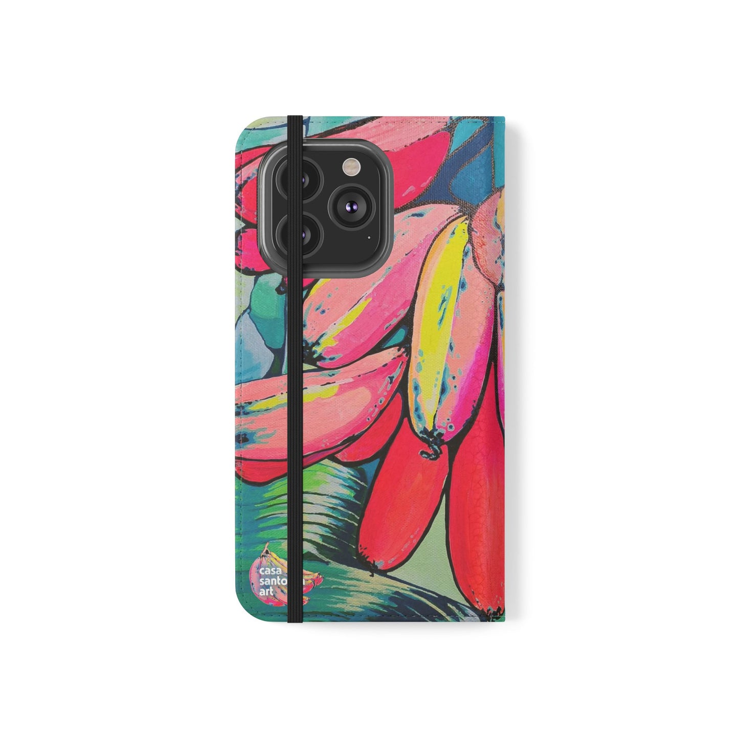 Neon Primitivo Bananas Flip Phone Case – Wallet Cover with Card Slots