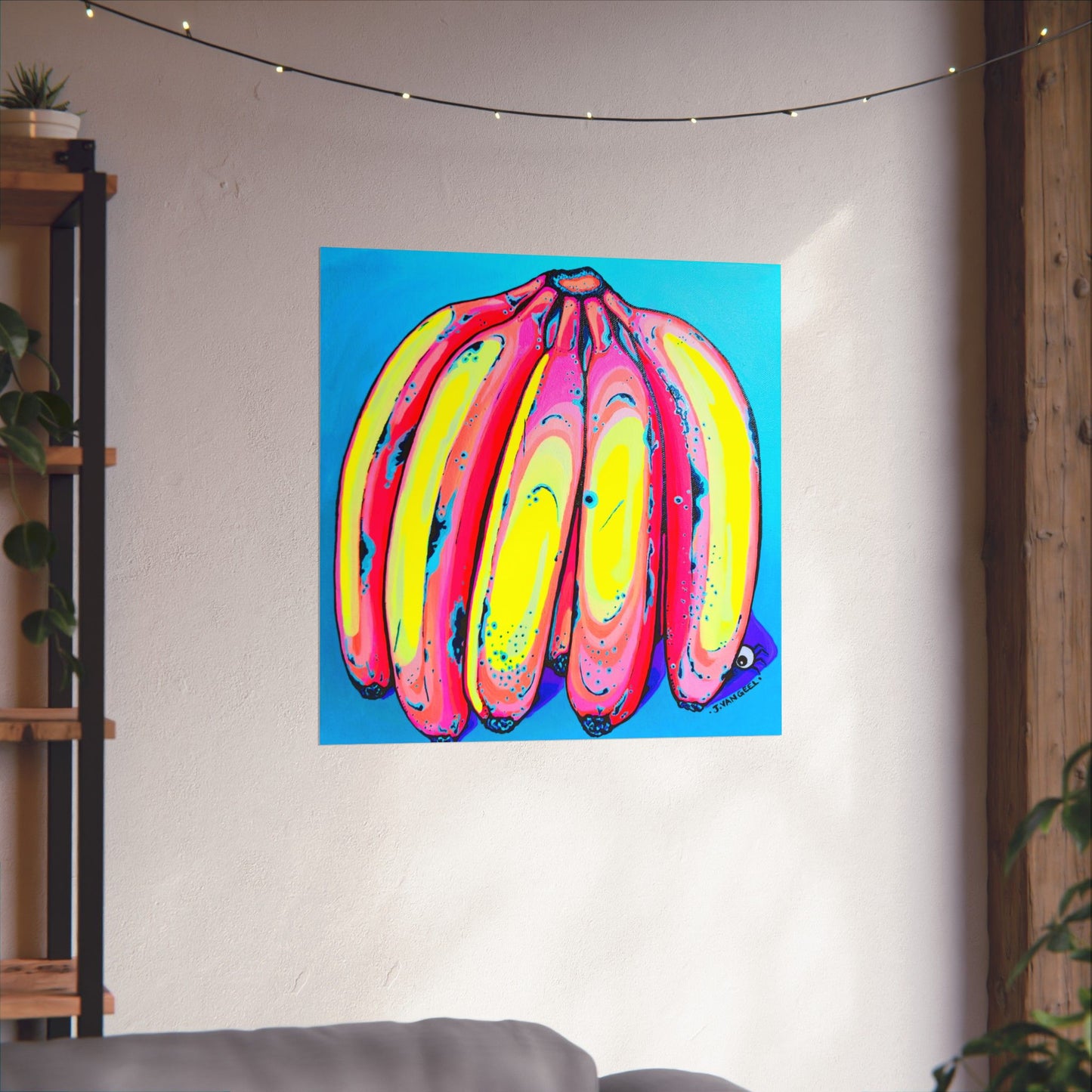 Neon Fat Bananas Giclée Art Poster