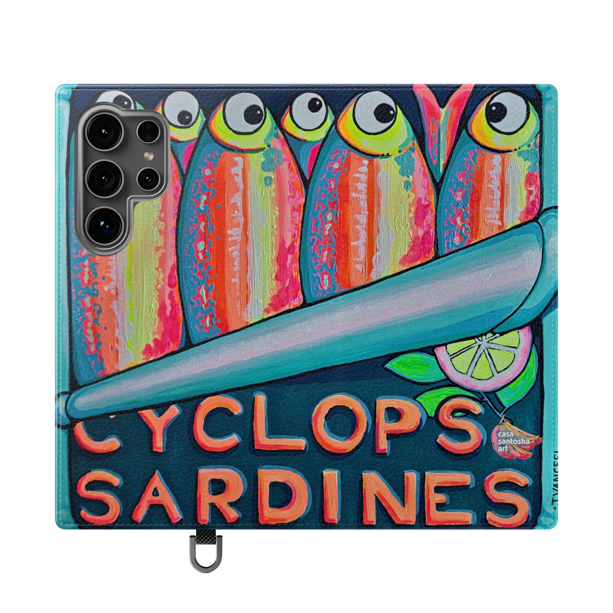 Neon Sardines Flip Phone Case – Wallet Cover with Card Slots