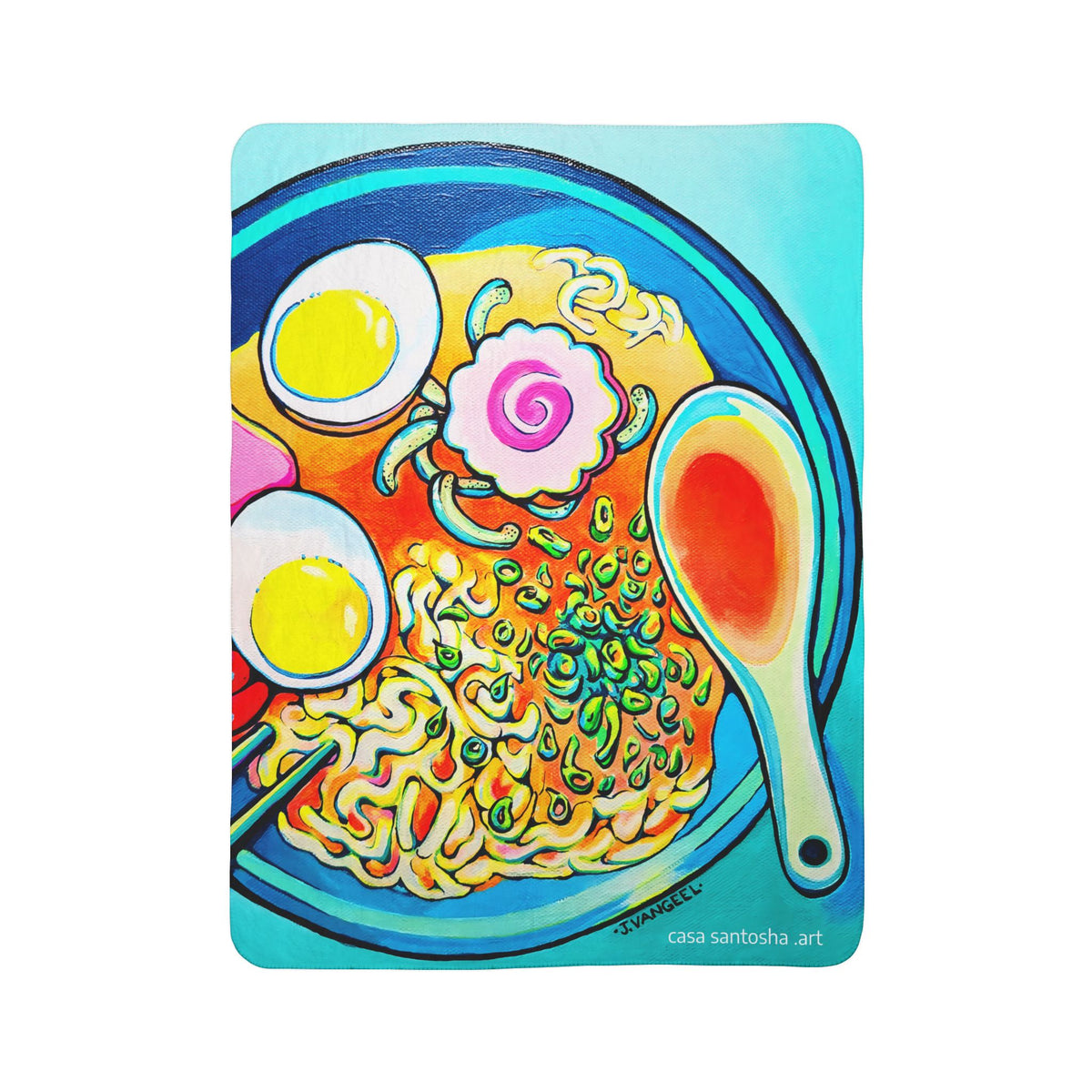 Neon Ramen Fleece Sherpa Blanket