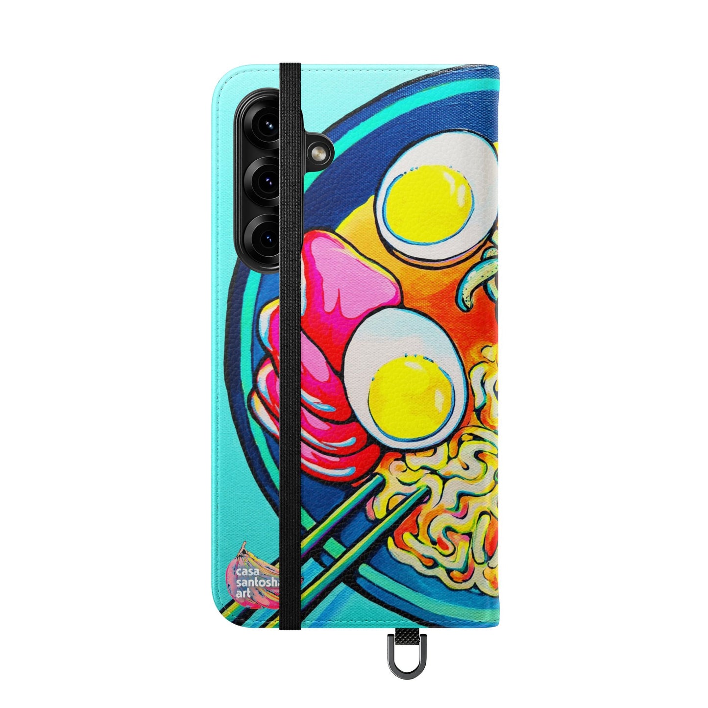 Neon Ramen Flip Phone Case – Wallet Cover with Card Slots