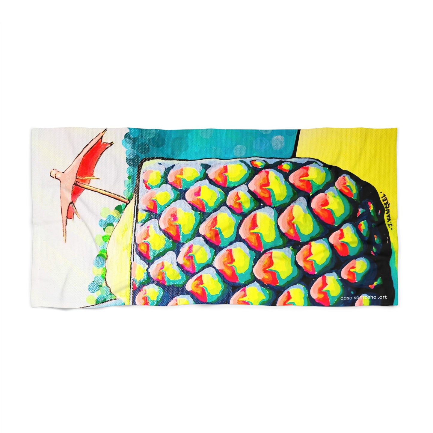 Neon Piña Colada Beach Towel for Summer Fun and Vacation Essentials
