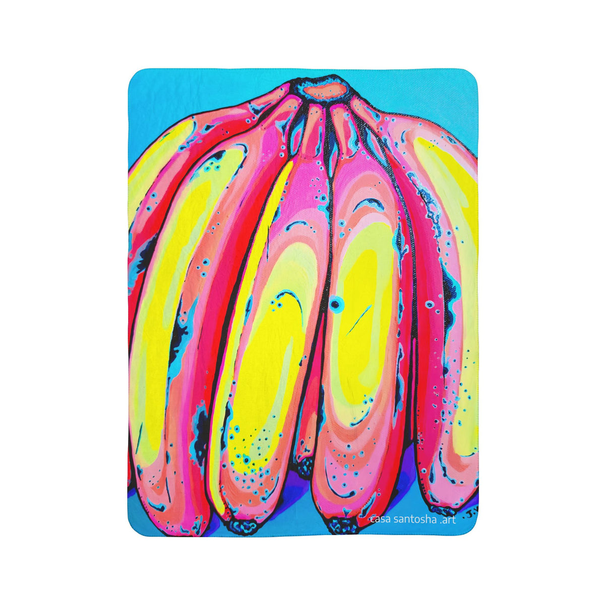 Neon Fat Bananas Fleece Sherpa Blanket
