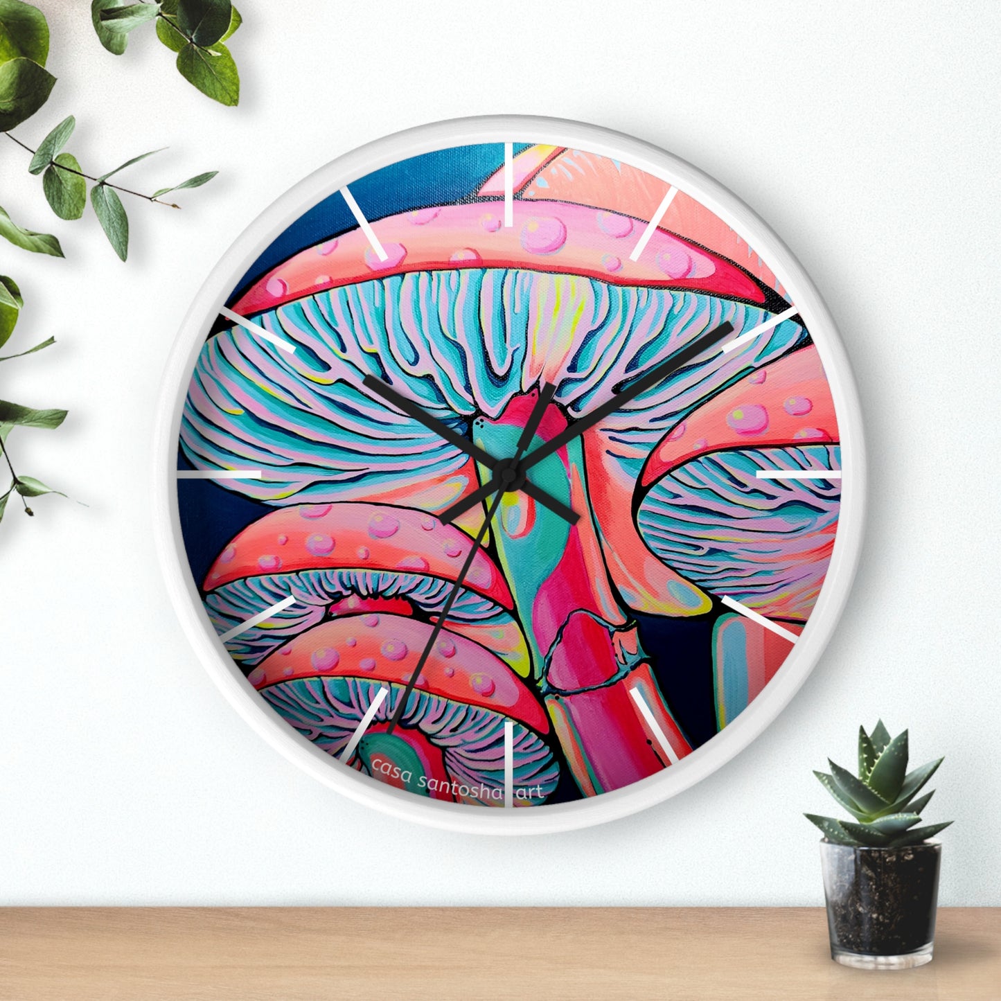 Trippy Mushrooms Pop Art Wall Clock
