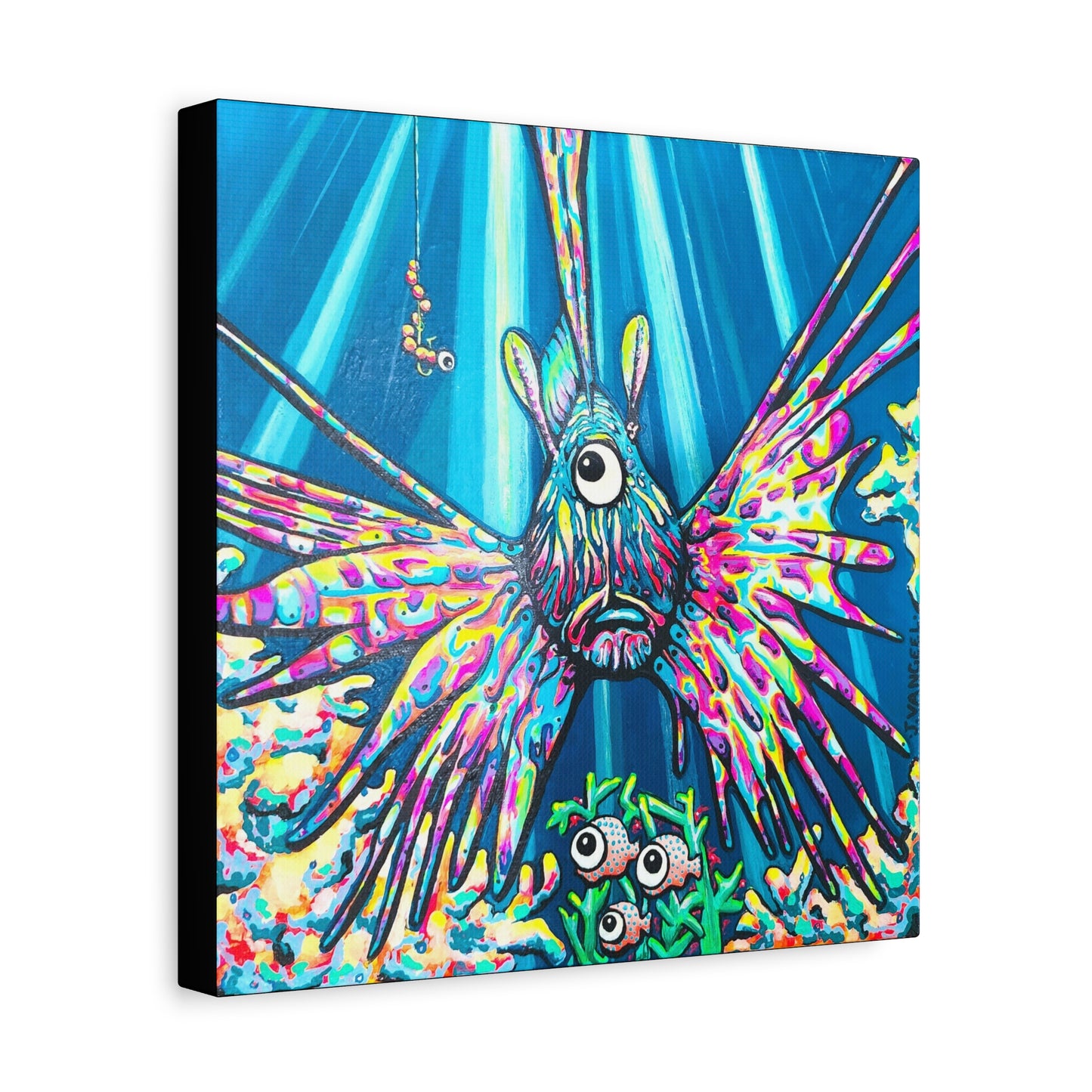 Cyclops Lionfish Original Canvas Art Print, Unique Home Decor, Wall Art