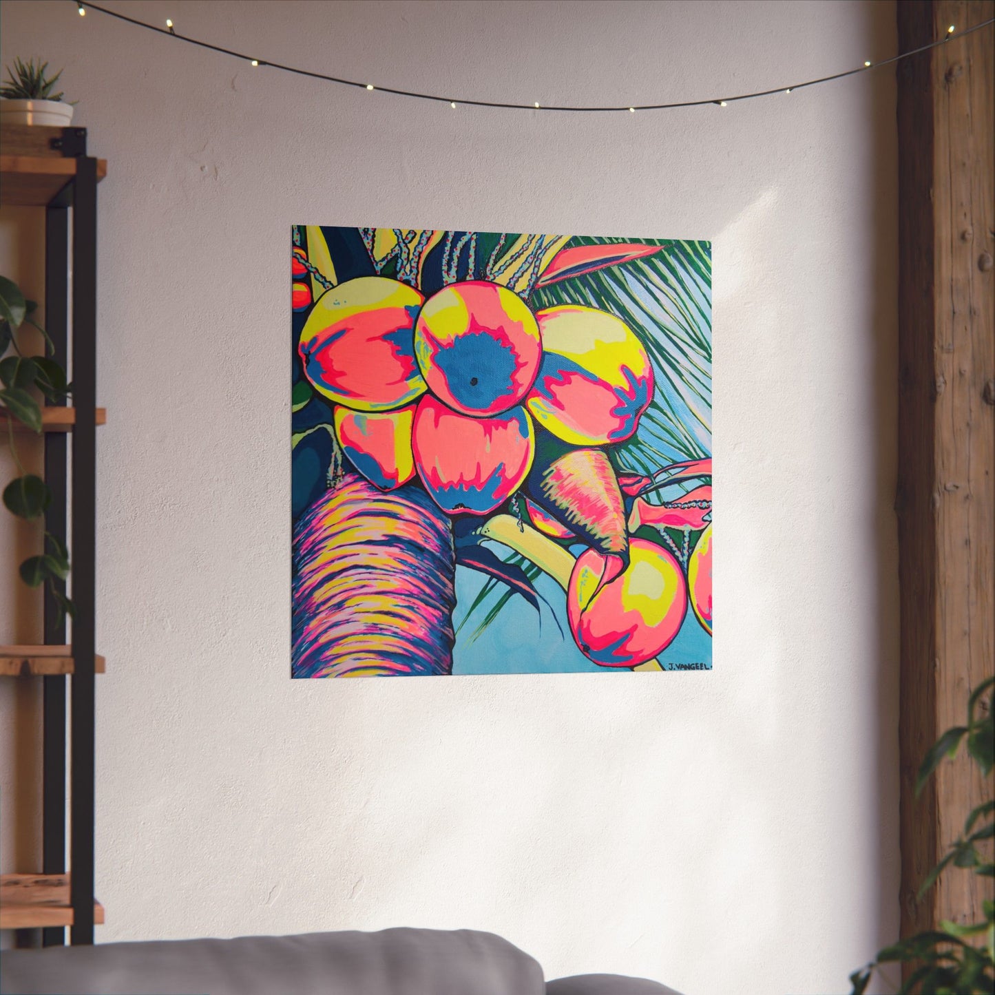Neon Coconuts Giclée Art Poster