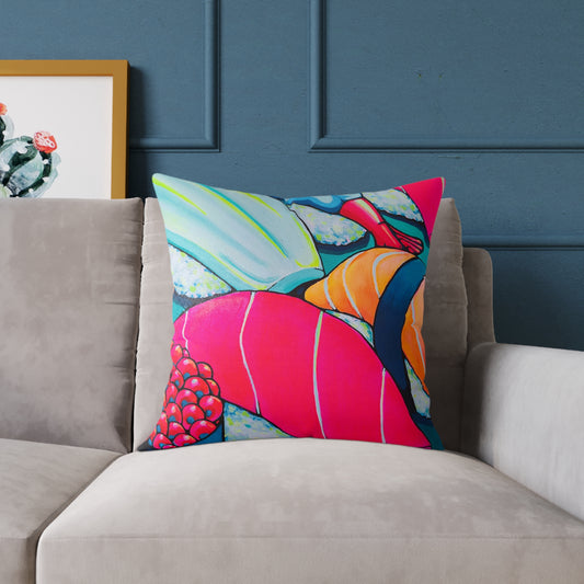 Neon Sushi Art Canvas Decorative Pillow