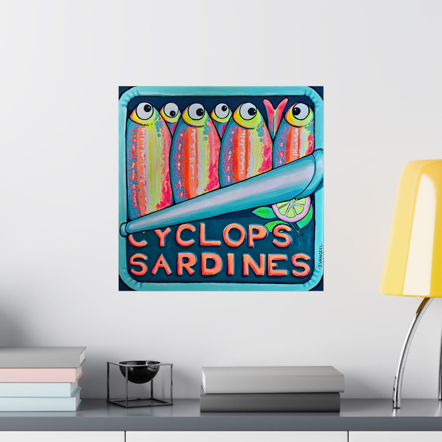 Neon Sardines Giclée Art Poster