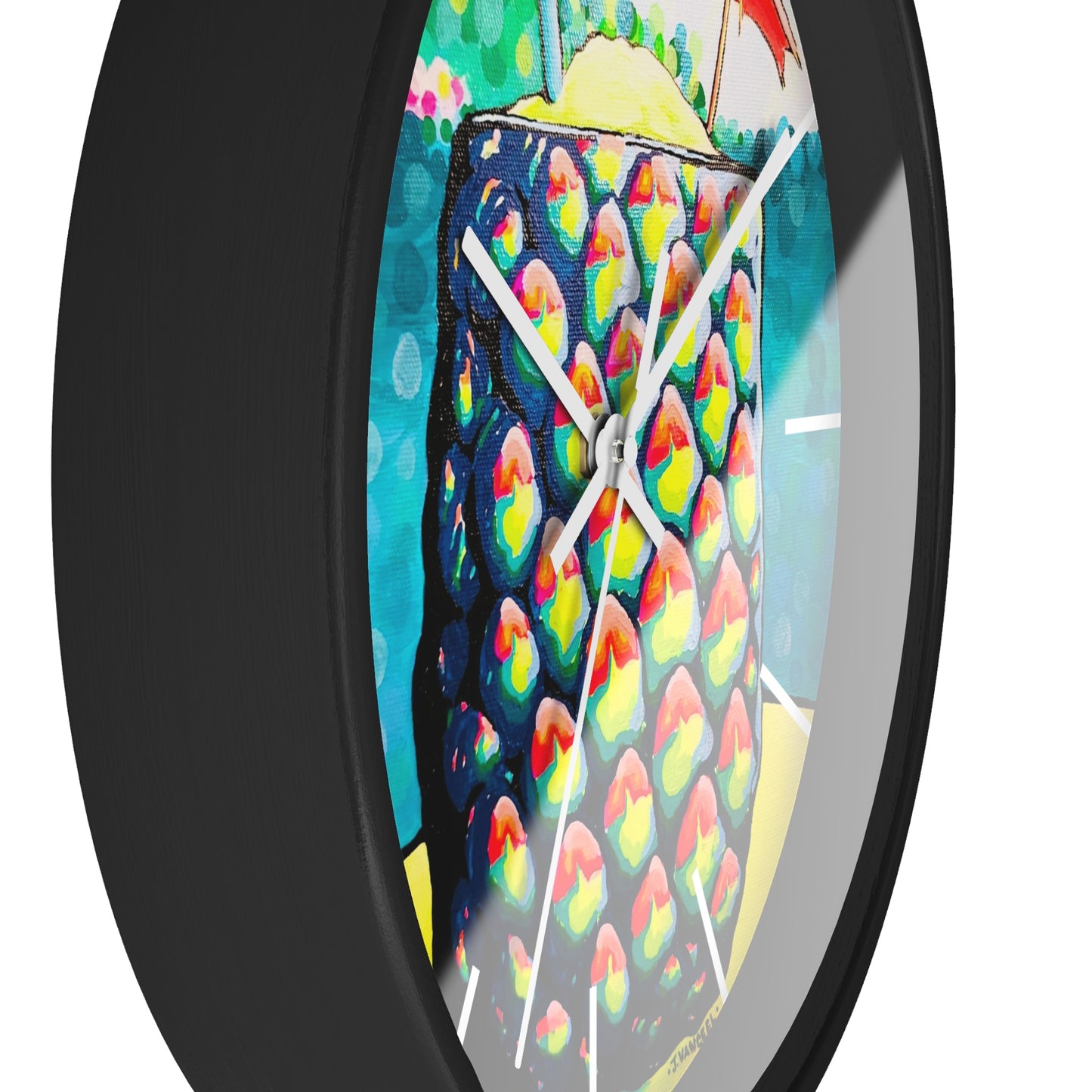 Neon Piña Colada Pop Art Wall Clock