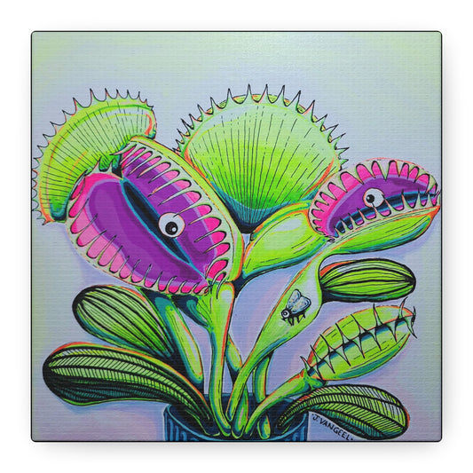 Cyclops Venus Fly Trap Original Canvas Art Print, Botanical Wall Decor, Plant Lover Gift, Greenery Home Art, Nature Inspired Artwork