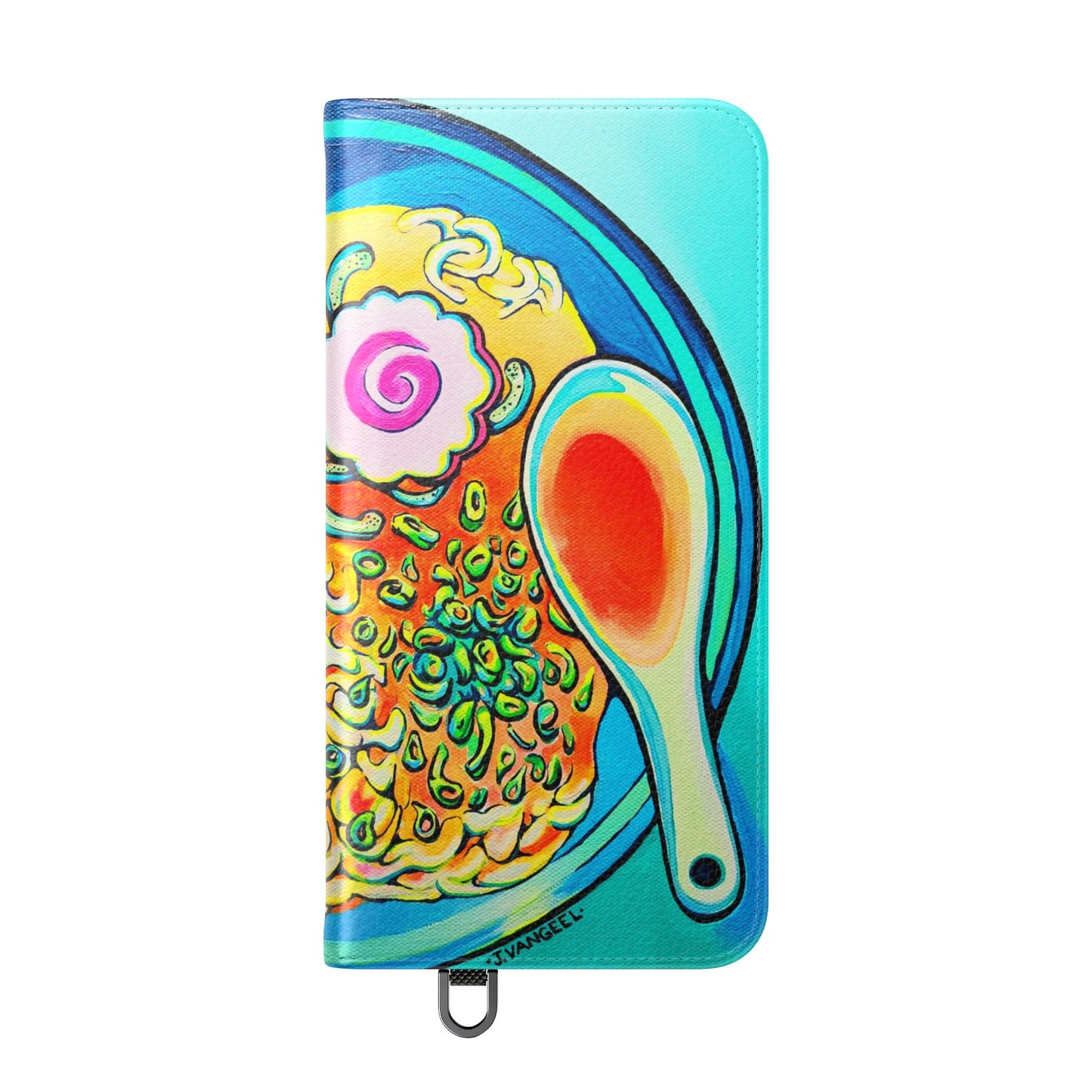 Neon Ramen Flip Phone Case – Wallet Cover with Card Slots
