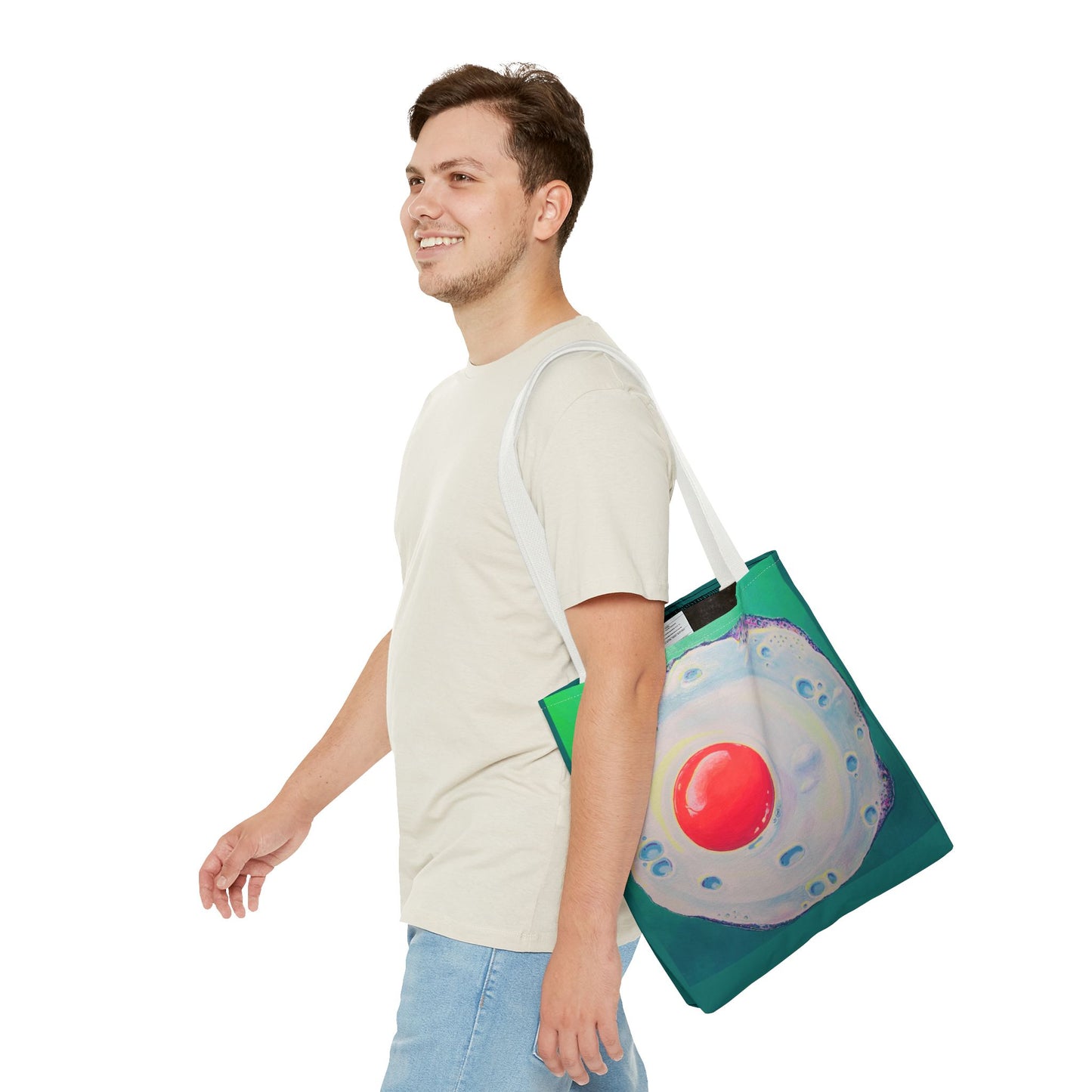 Premium Neon Fried Egg Tote Bag, Original Artist Design, Reusable Shopping Tote,  Eco-Friendly