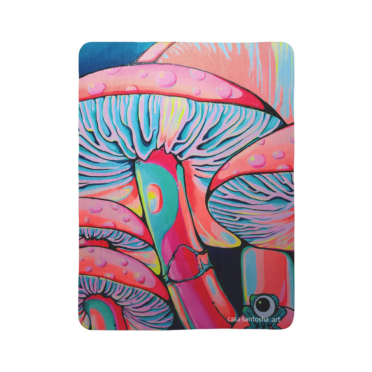 Trippy Mushrooms Fleece Sherpa Blanket