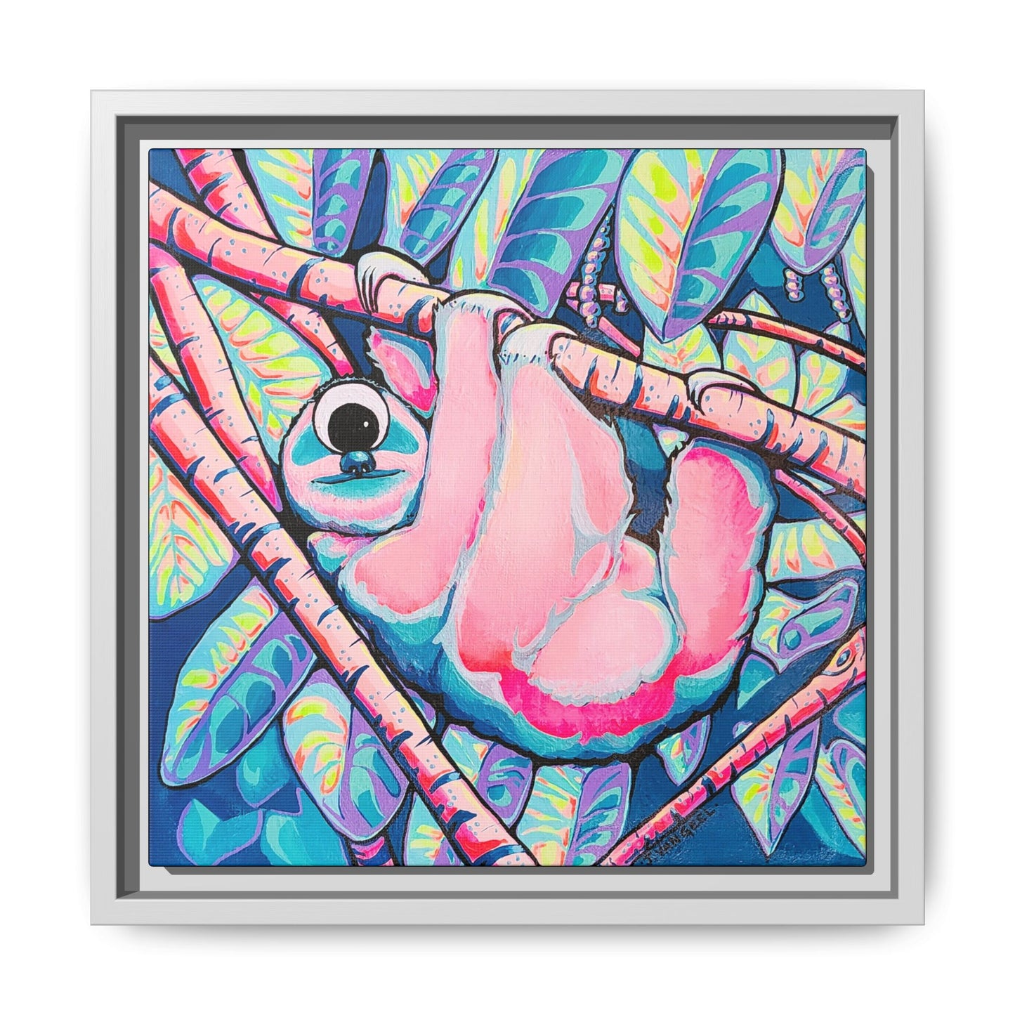 Framed Cyclops Sloth Canvas Print