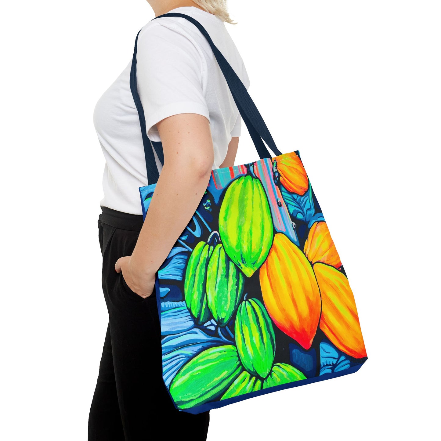 Premium Neon Cacao Tote Bag, Original Artist Design, Reusable Shopping Tote, Eco-Friendly