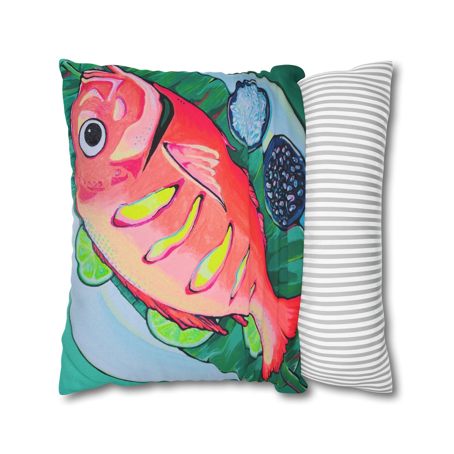 Neon Fried Fish Pillowcase, Cover Only
