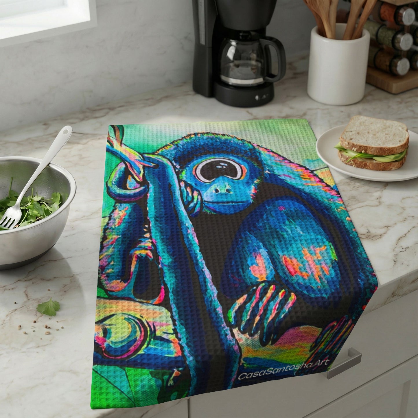 Cyclops Monkey Waffle Weave Kitchen Hand Towel