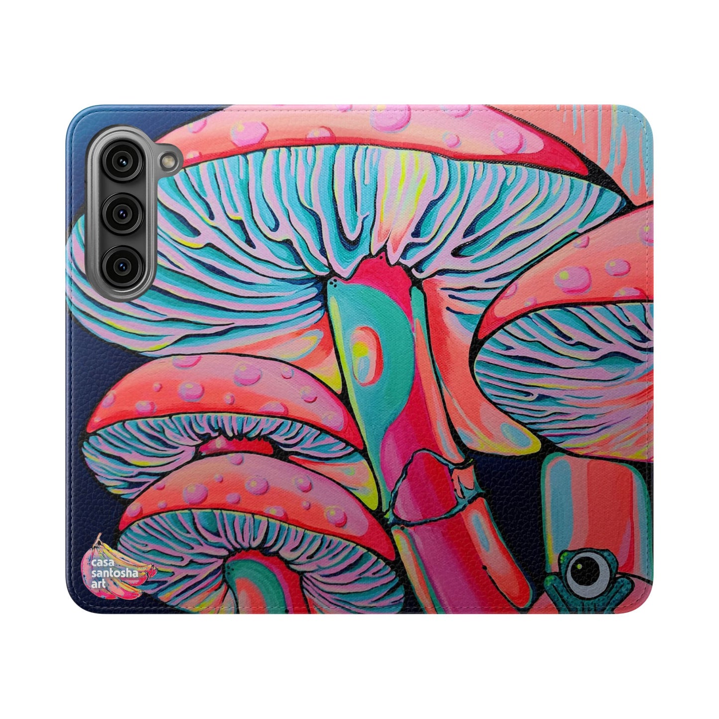 Trippy Mushrooms Flip Phone Case – Wallet Cover with Card Slots