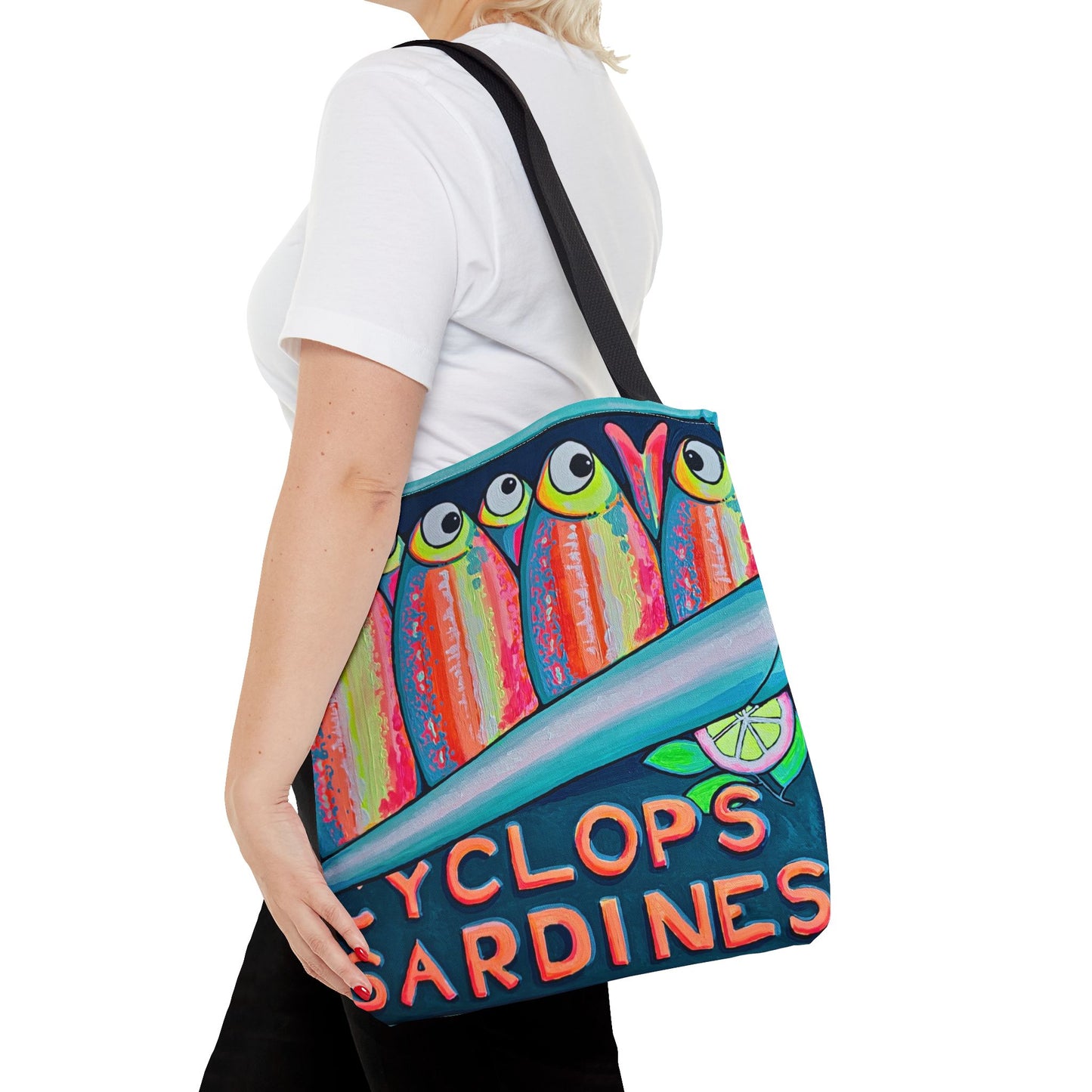Premium Neon Sardines Tote Bag, Original Artist Design, Reusable Shopping Tote, Eco-Friendly