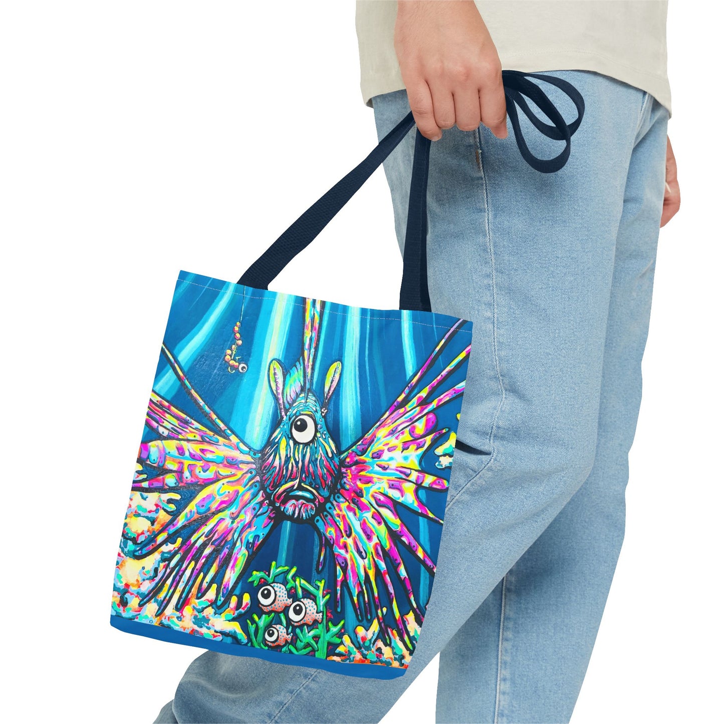 Premium Cyclops Lionfish Tote Bag, Original Artist Design, Reusable Shopping Tote,  Eco-Friendly