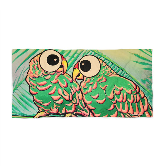 Chatty Cyclops Parrots Beach Towel for Summer Fun and Vacation Essentials