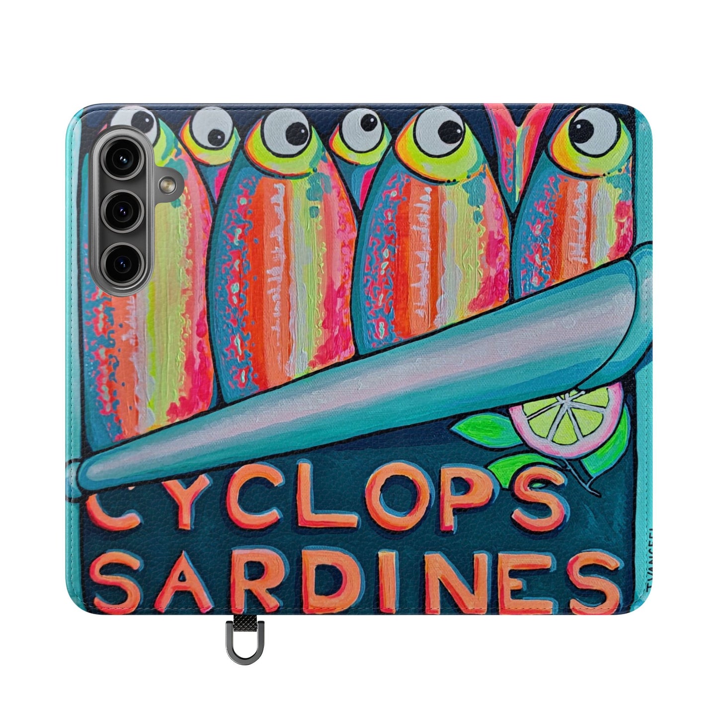 Neon Sardines Flip Phone Case – Wallet Cover with Card Slots