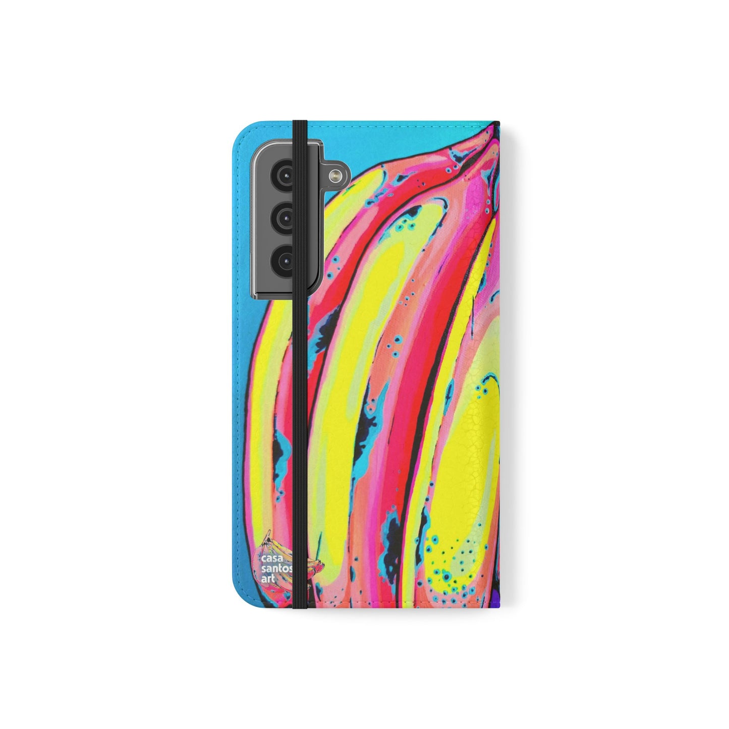 Neon Fat Bananas Flip Phone Case – Wallet Cover with Card Slots