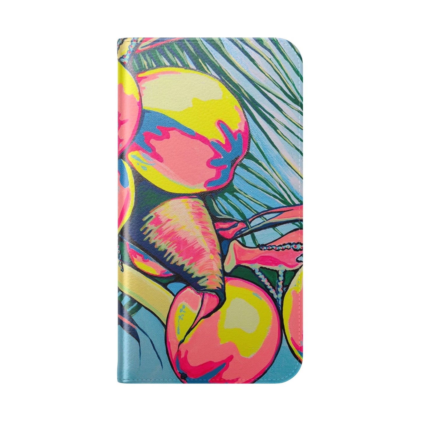Neon Coconuts Flip Phone Case – Wallet Cover with Card Slots