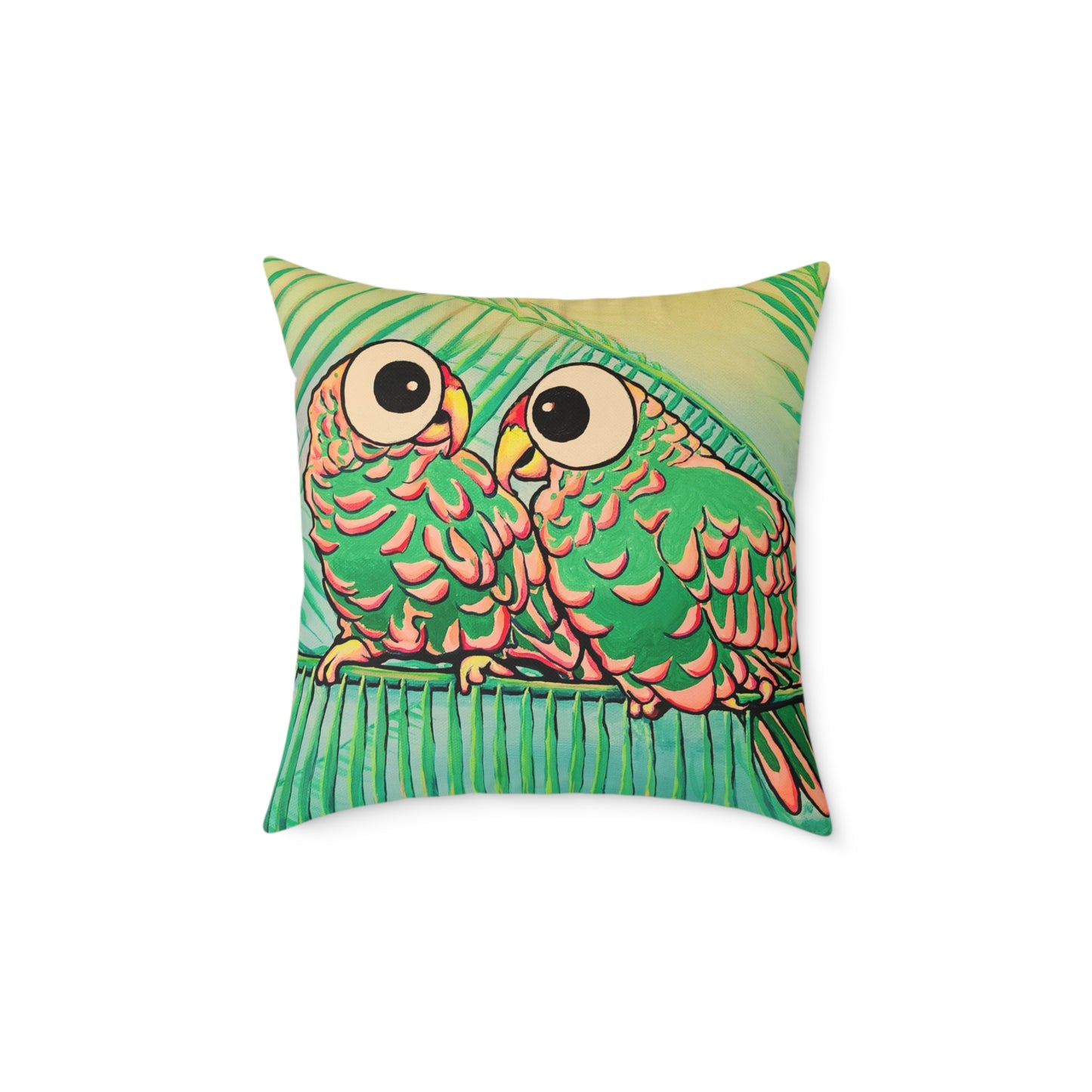 Chatty Cyclops Parrots Art Canvas Decorative Pillow