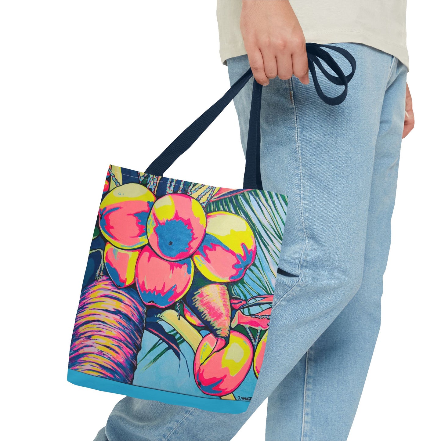 Premium Neon Coconuts Tote Bag, Original Artist Design, Reusable Shopping Tote, Eco-Friendly