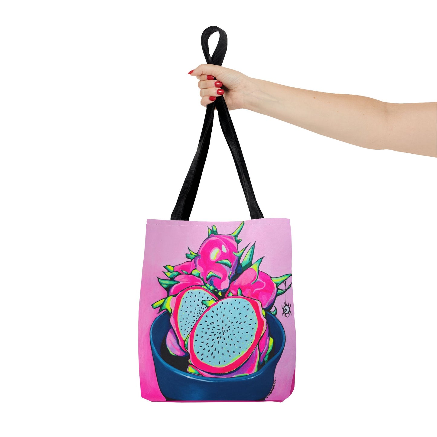 Premium Neon Pink Dragon Fruit Tote Bag, Original Artist Design, Reusable Shopping Tote, Eco-Friendly
