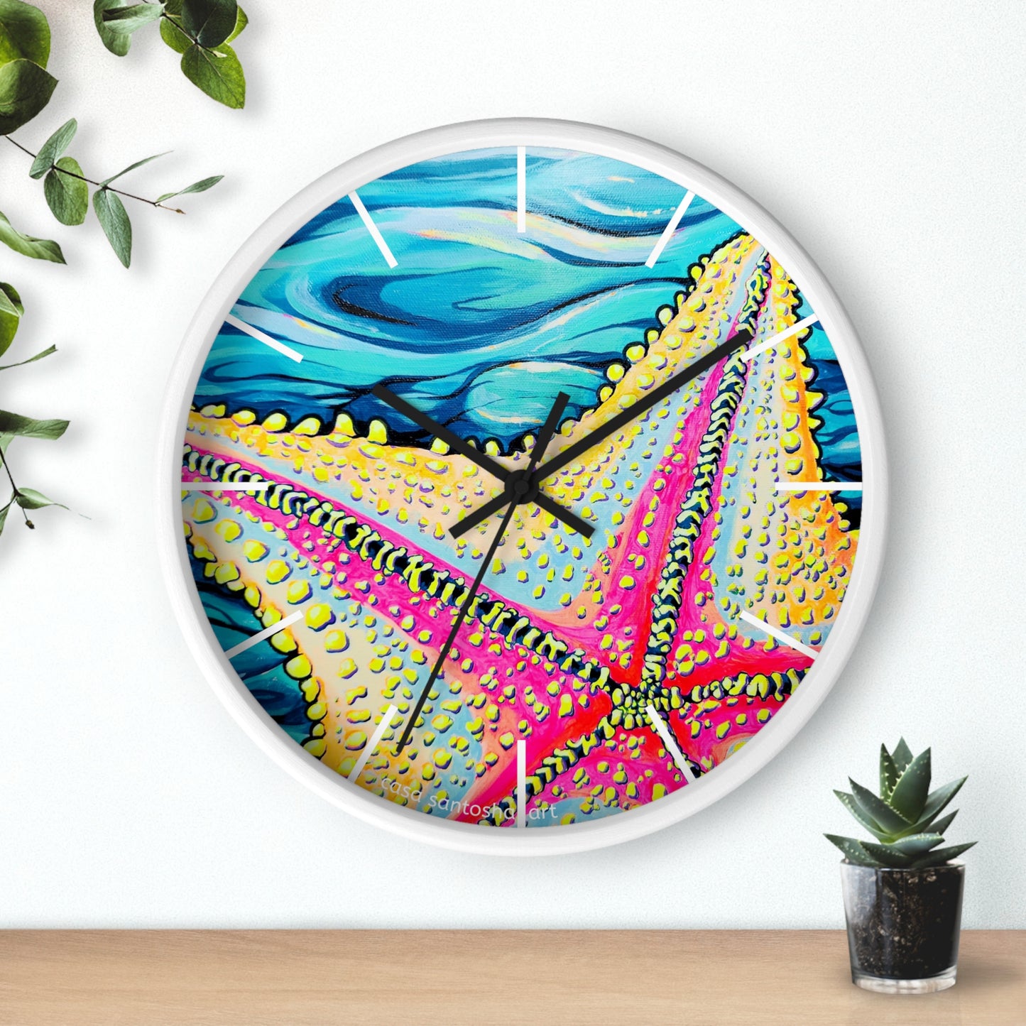 Starfish Beach Bocas Pop Art Wall Clock
