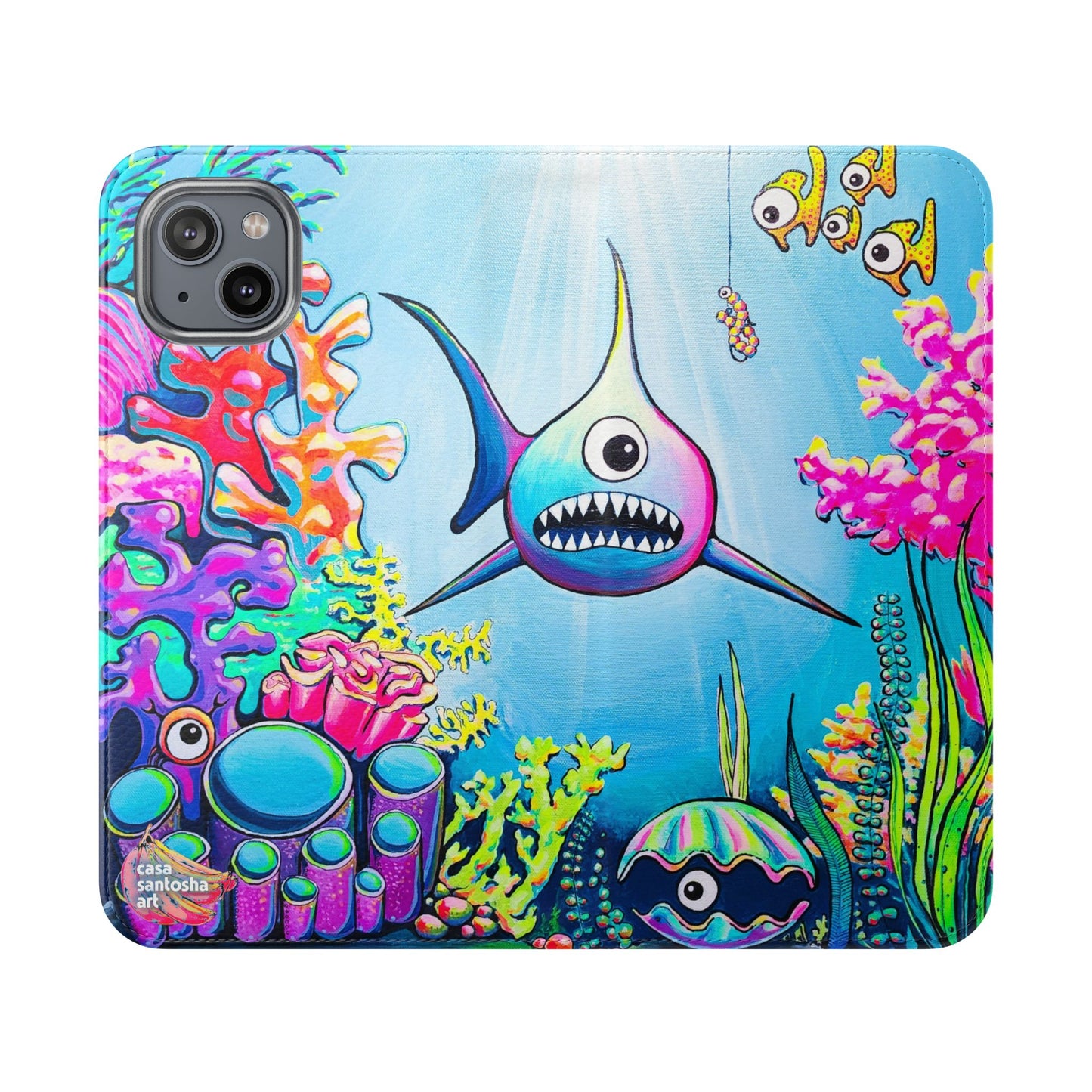 Cyclops Shark Flip Phone Case – Wallet Cover with Card Slots