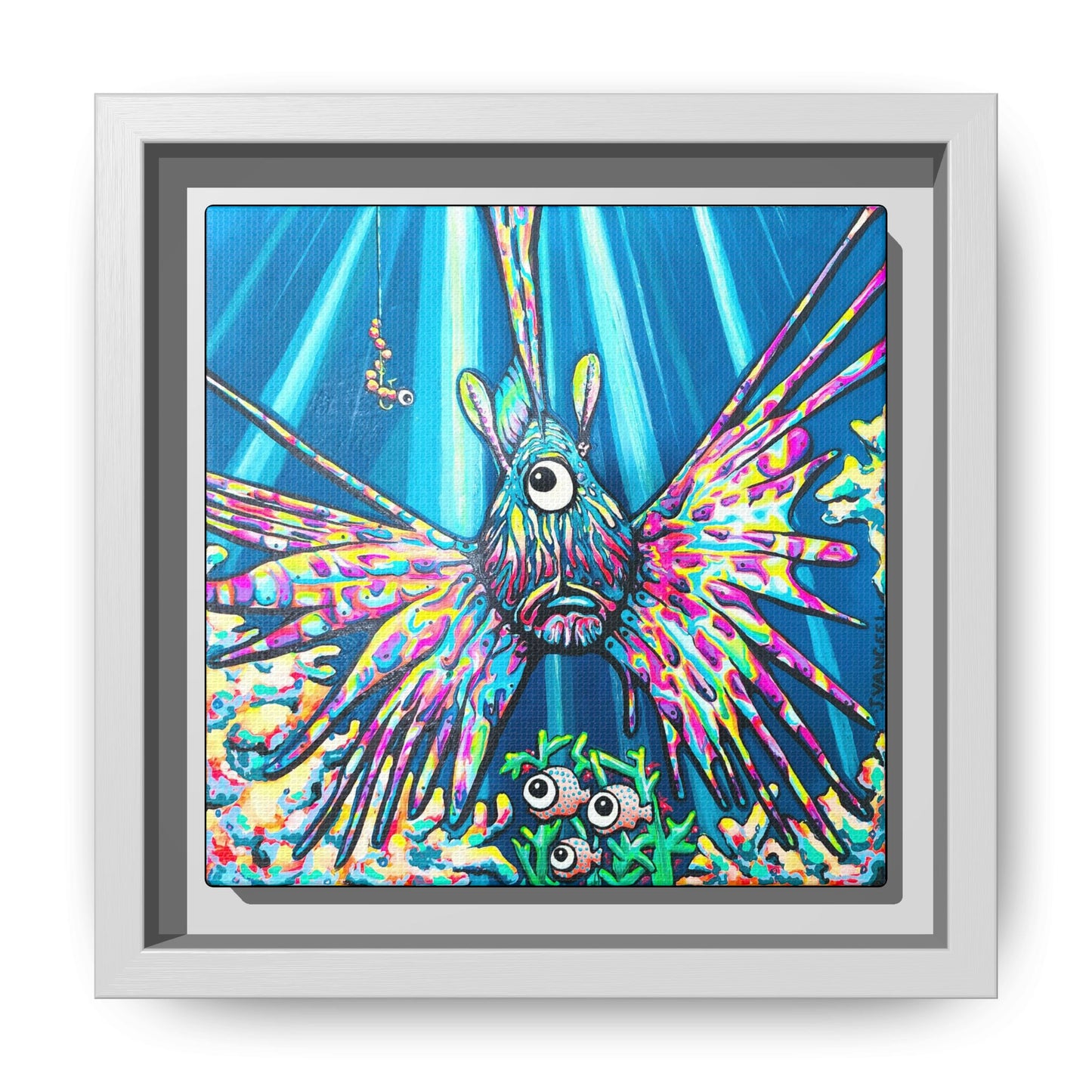 Framed Cyclops Lionfish Canvas Print