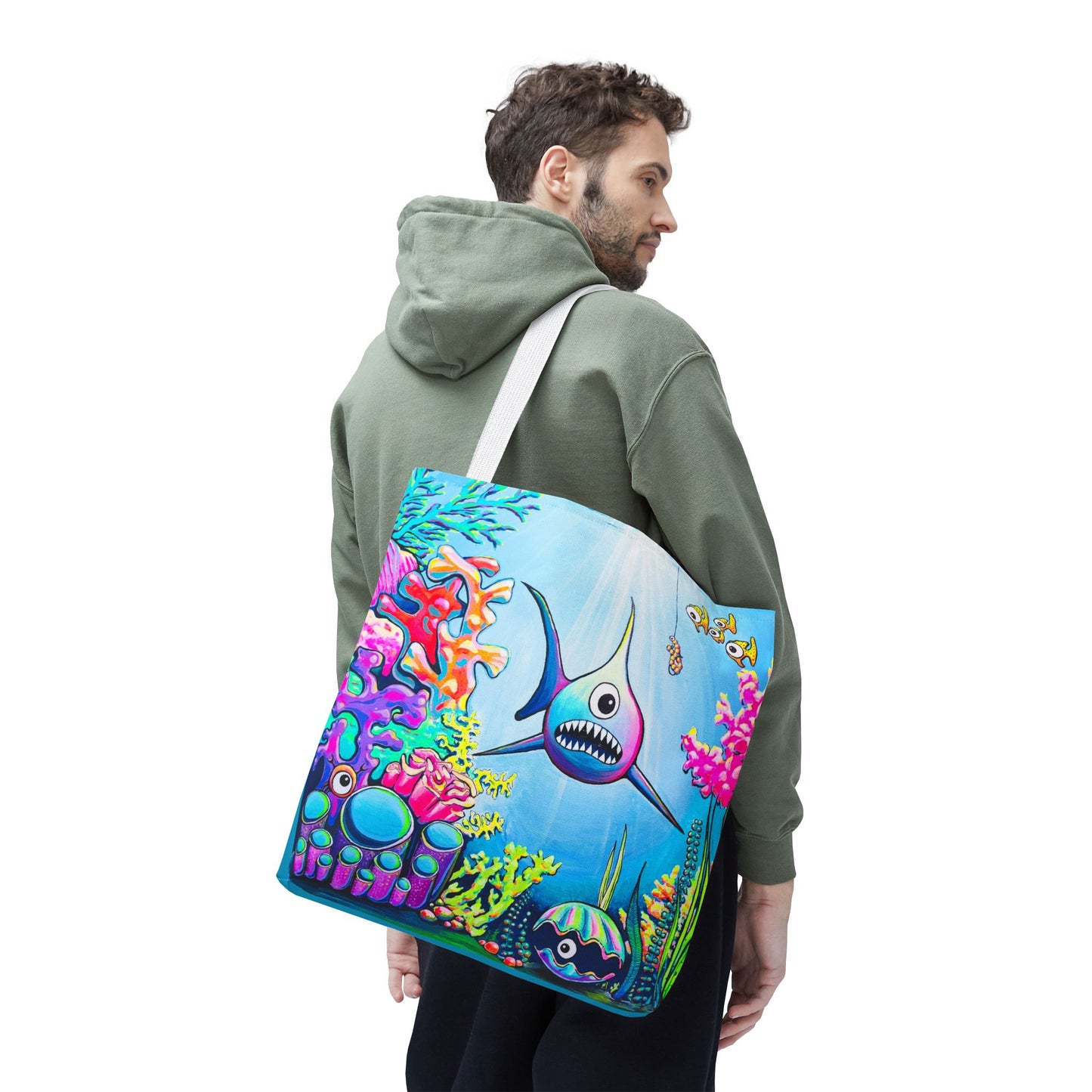 Premium Cyclops Shark Tote Bag, Original Artist Design, Reusable Shopping Tote,  Eco-Friendly