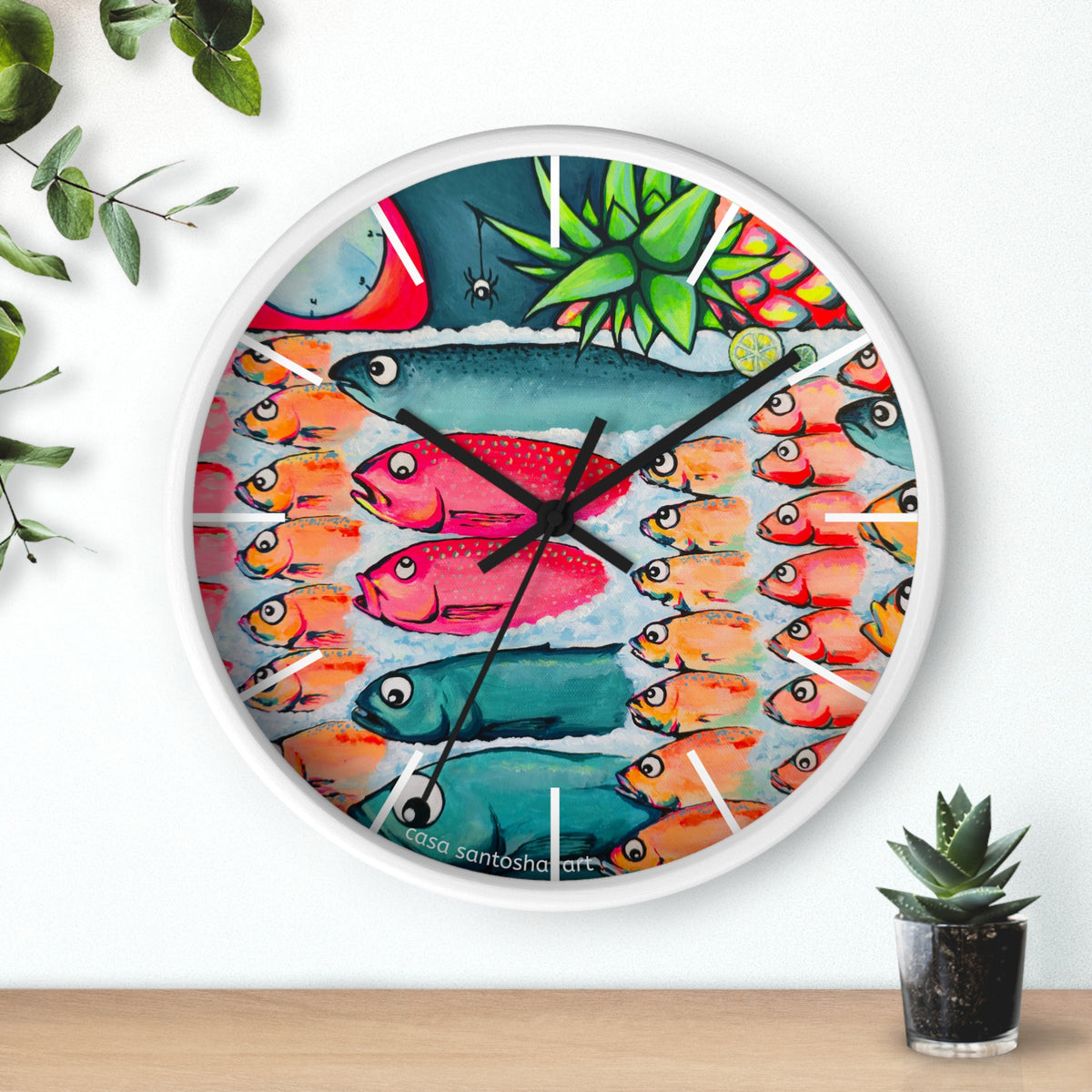 Neon Cabo Fish Market Pop Art Wall Clock