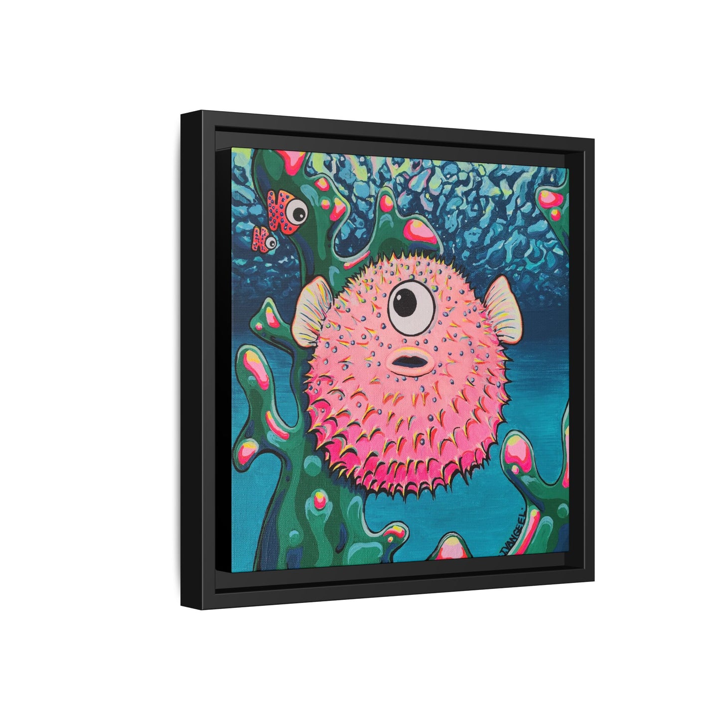 Framed Cyclops Pufferfish Canvas Print