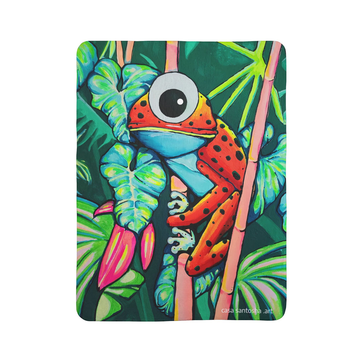 Cyclops Red Frog Fleece Sherpa Blanket