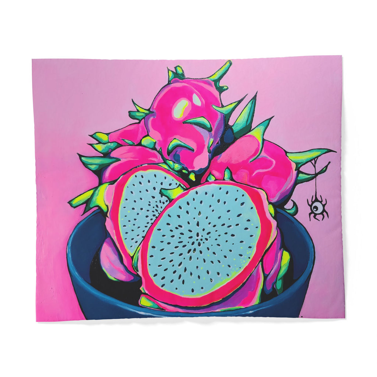 Neon Pink Dragon Fruit Duvet Cover