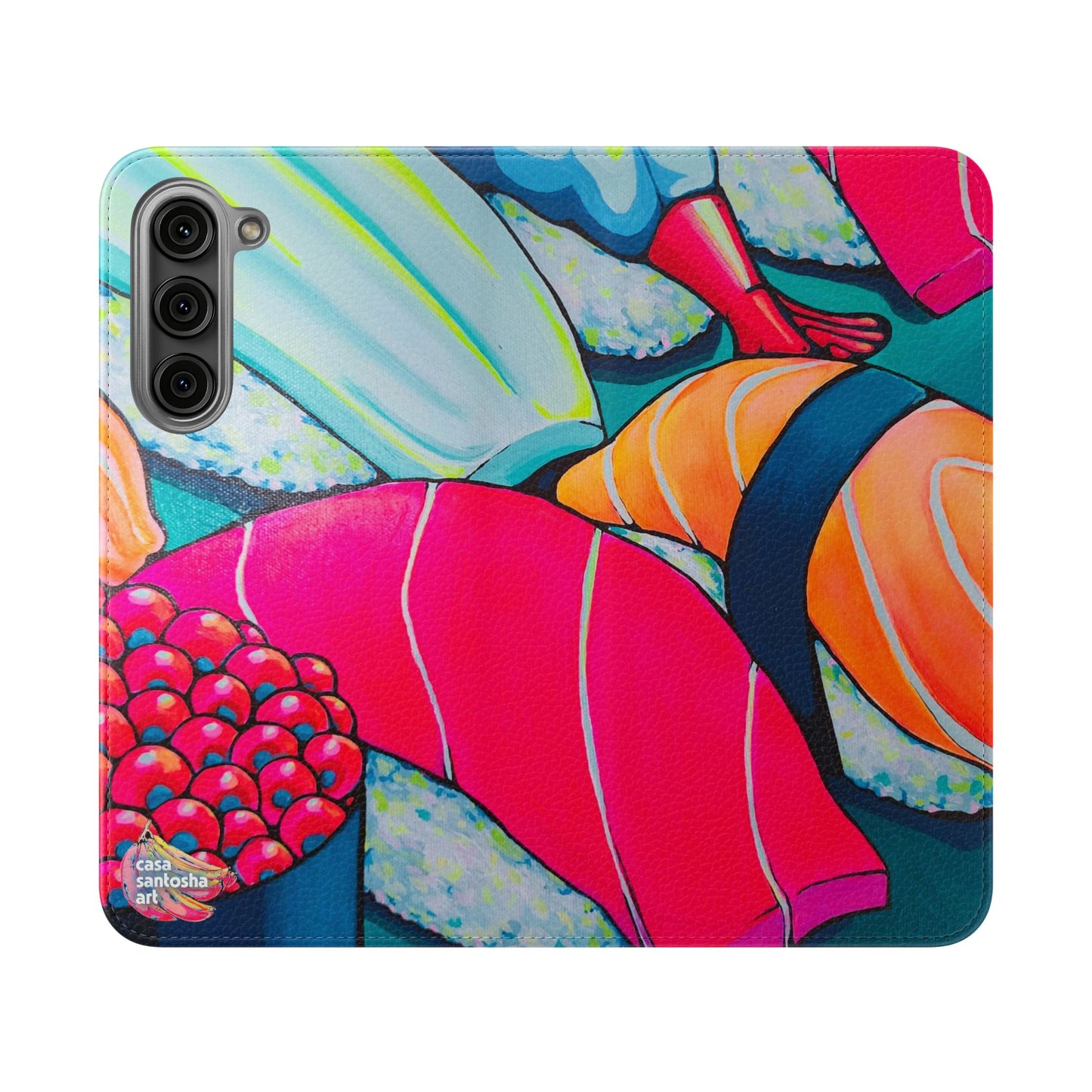 Neon Sushi Flip Phone Case – Wallet Cover with Card Slots