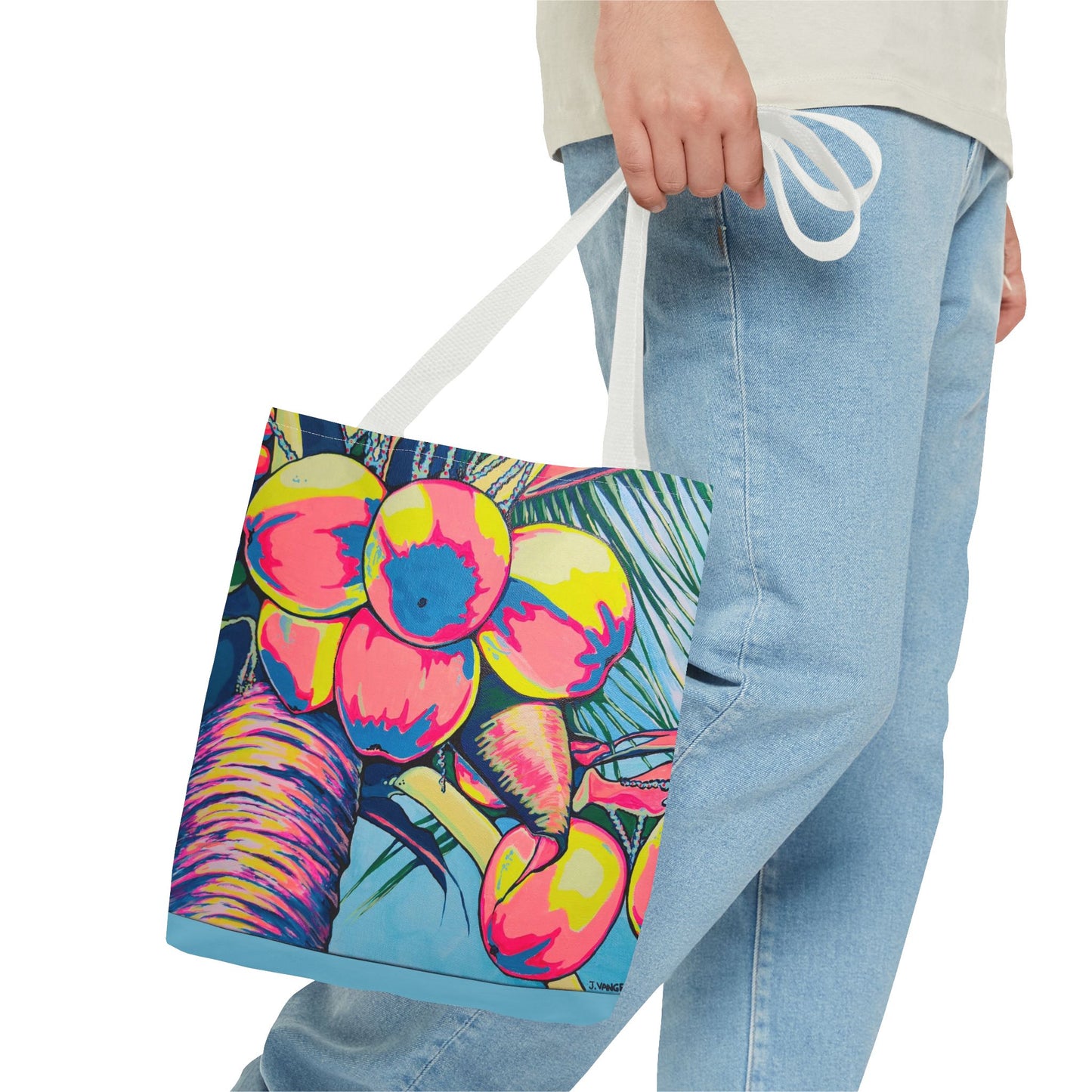 Premium Neon Coconuts Tote Bag, Original Artist Design, Reusable Shopping Tote, Eco-Friendly