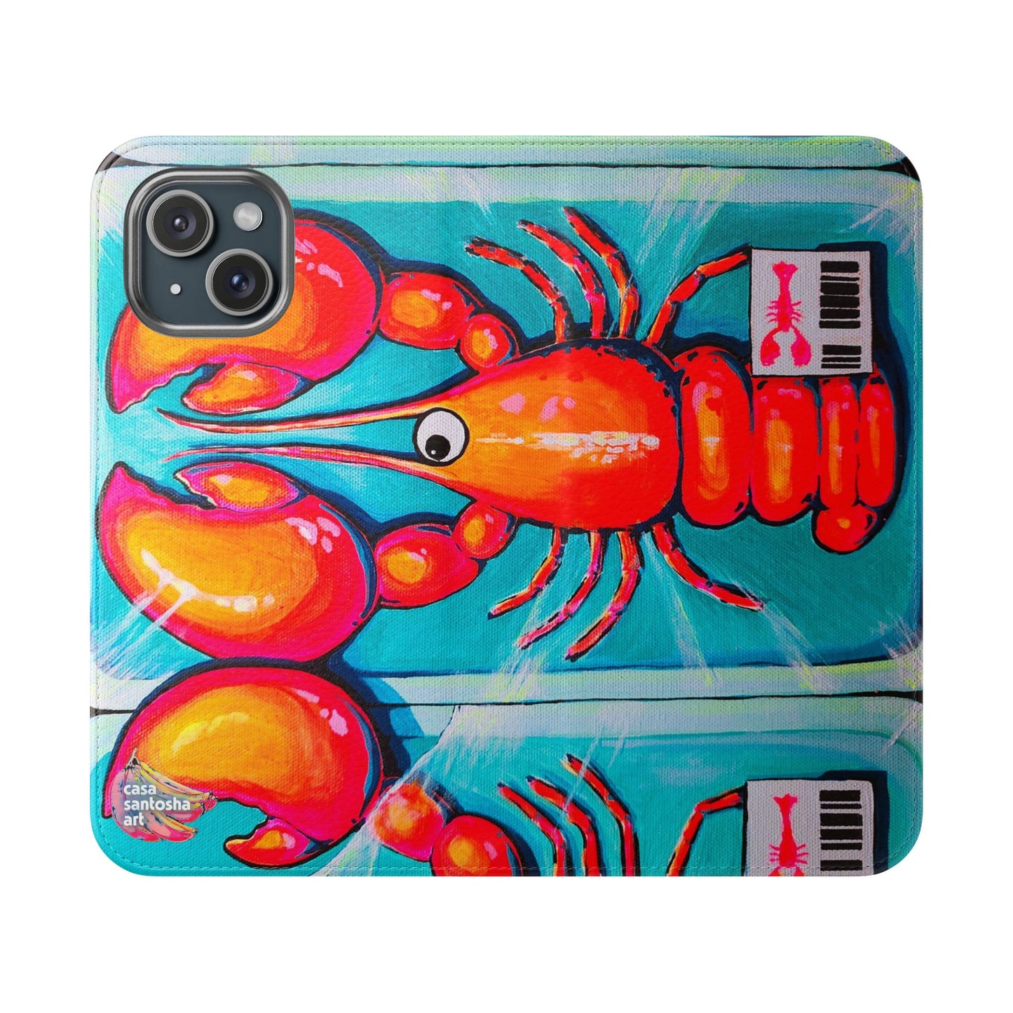 Neon Lobster Flip Phone Case – Wallet Cover with Card Slots