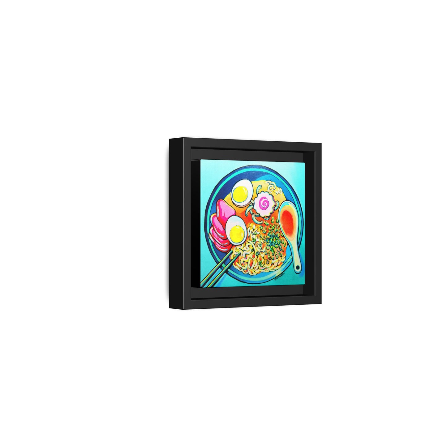 Framed Neon Ramen Canvas Print