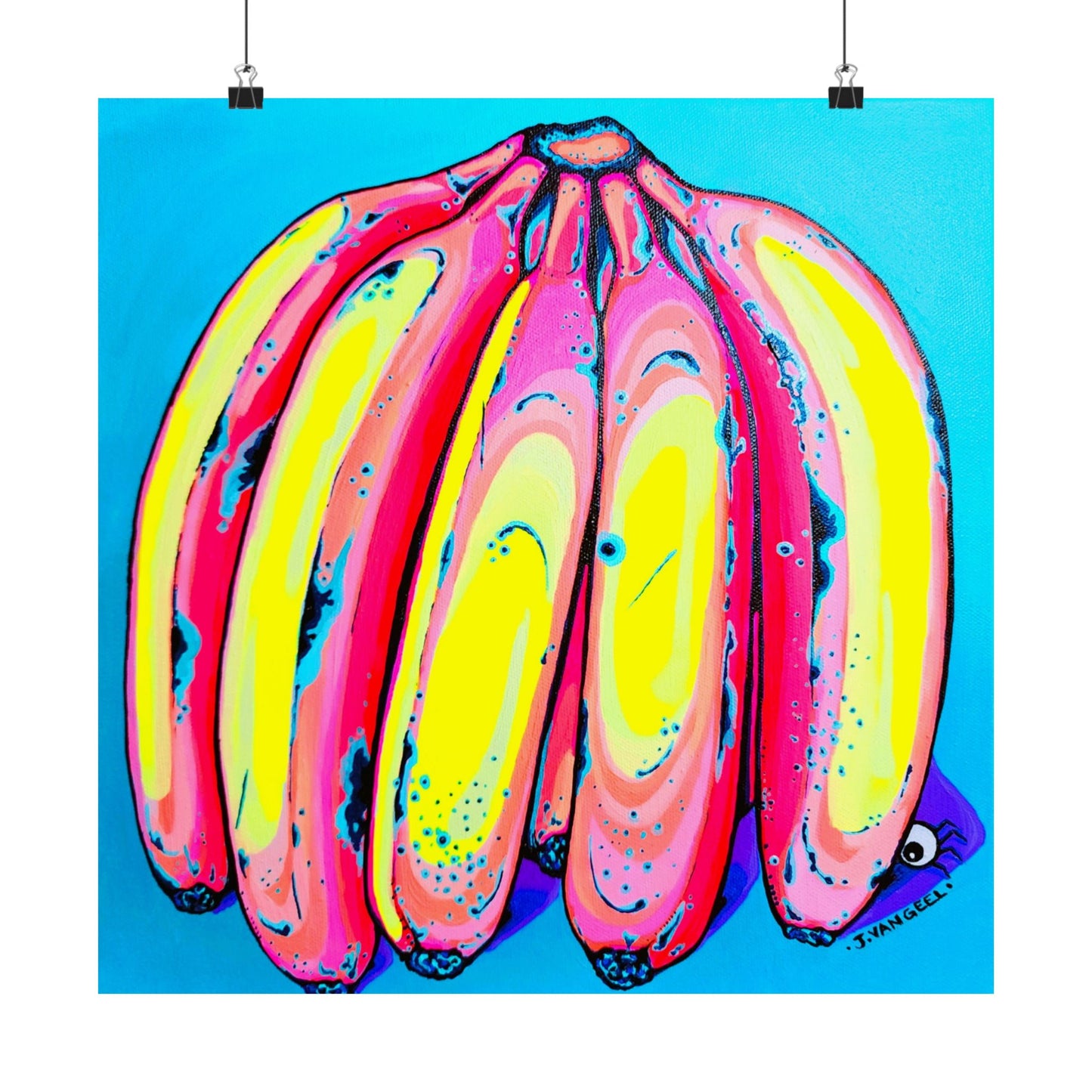 Neon Fat Bananas Giclée Art Poster